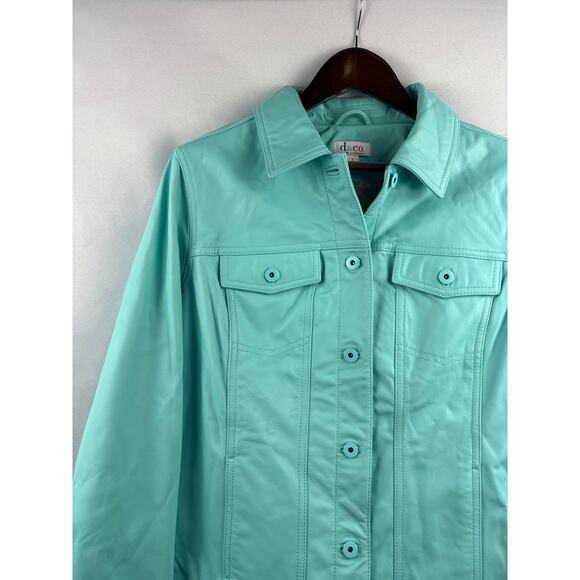 Women’s d&co. Large Teal Leather Jacket. - Picture 2 of 5